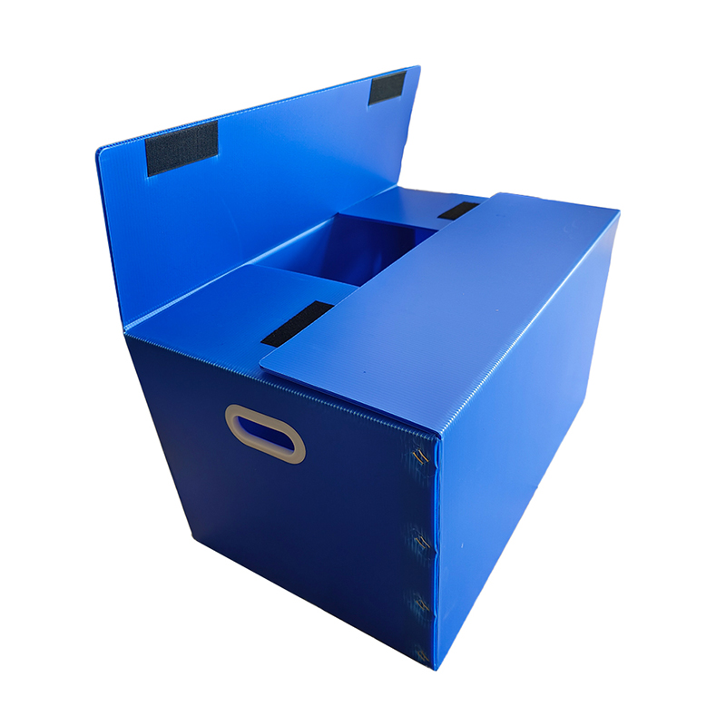 Aufbewahrungsbox aus gewelltem PP-Kunststoff mit Klettverschluss und Handloch