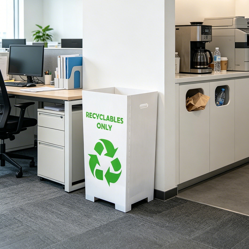 Recycelbarer Mülleimer aus gewelltem Kunststoff